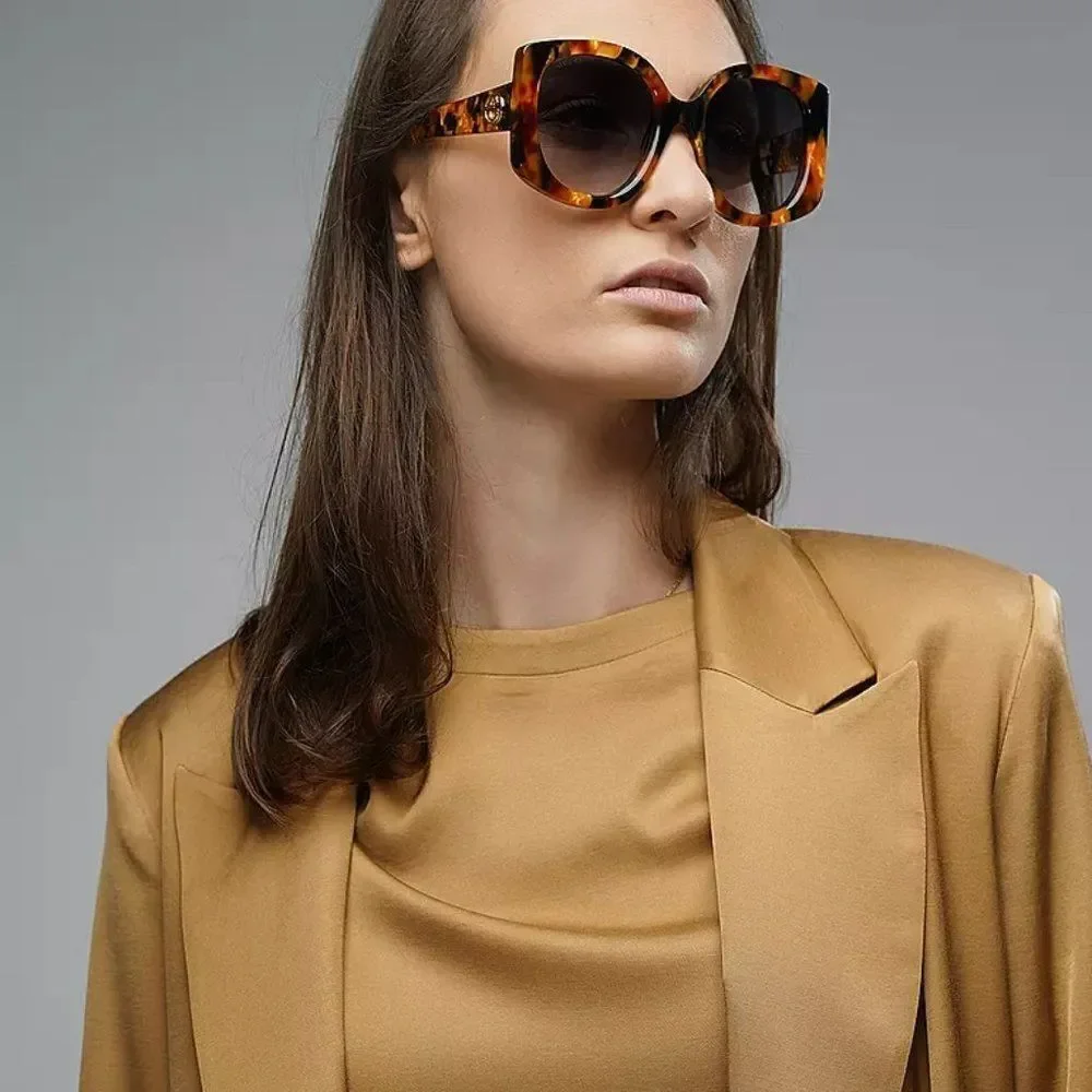 NEW Gucci GG1257S 004 Havana Gradient Blue Butterfly Oversized Women Sunglasses